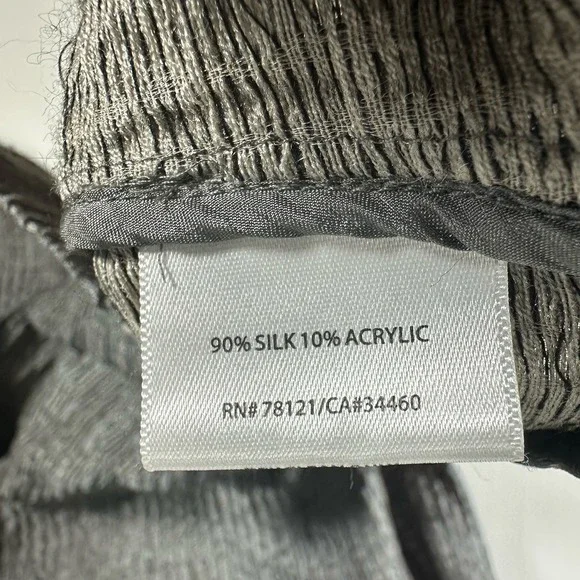 Eileen Fisher Jacket‎ Womens M Silk Blend Silver Gray Textured Open Front Blazer - Picture 6 of 7